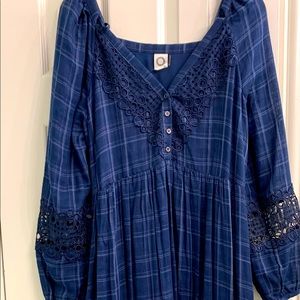 Anthropologie royal blue plaid dress size 12